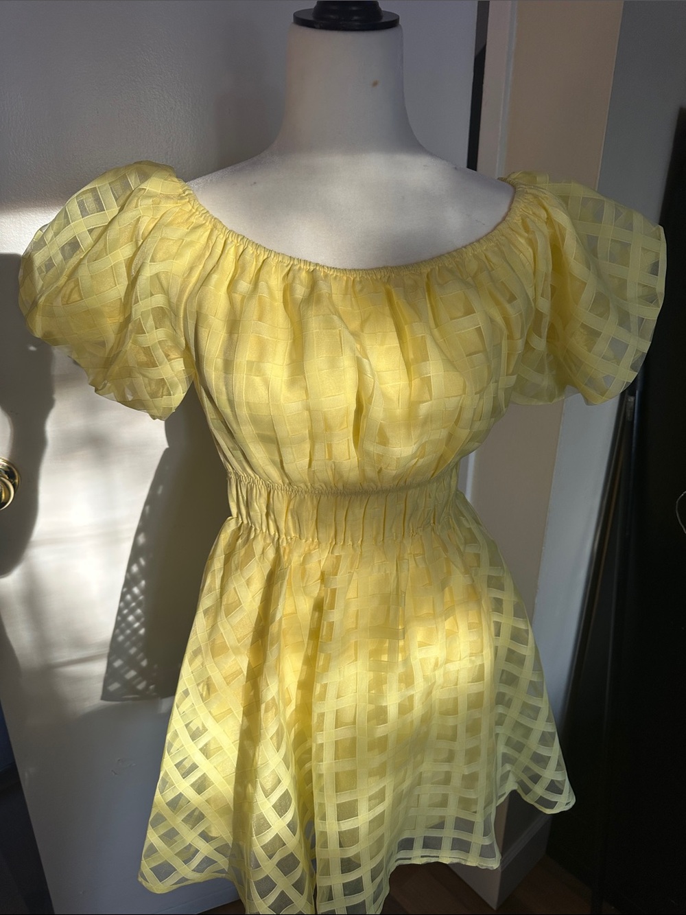 Yellow Off-Shoulder Mini Dress